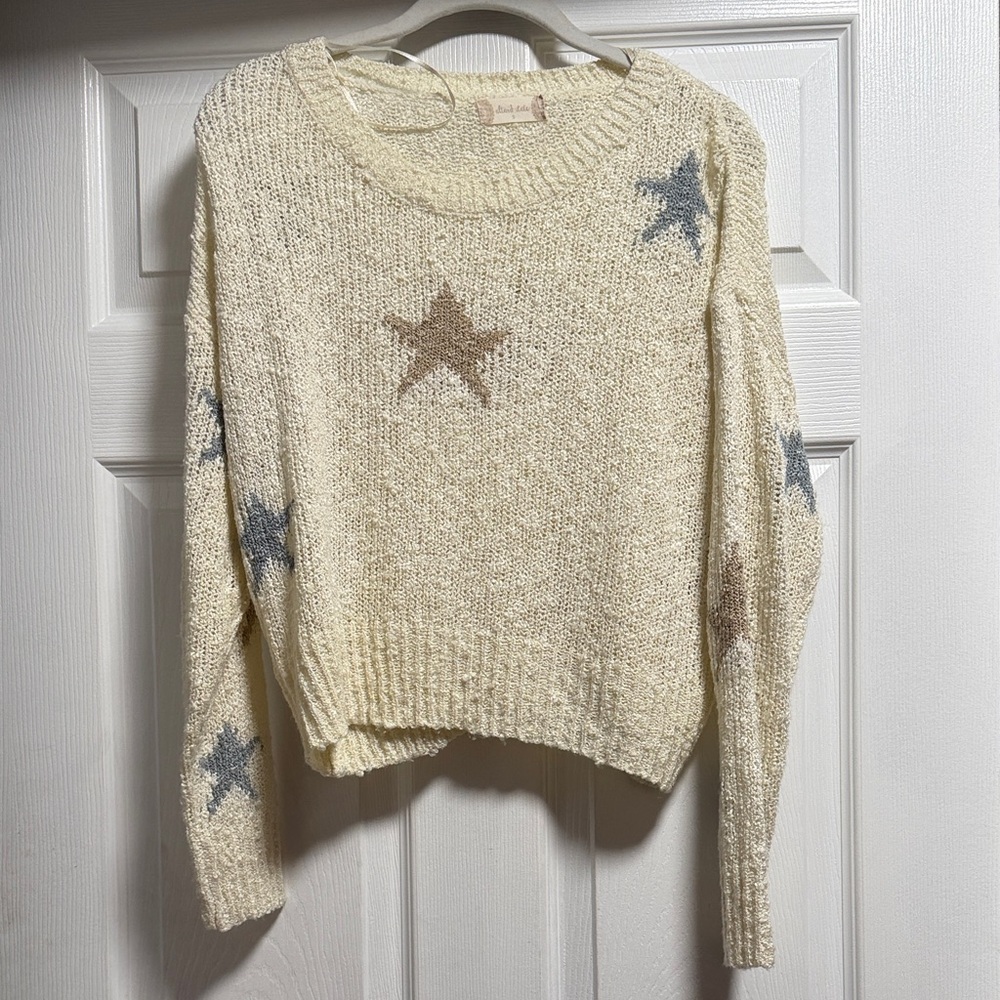 Altar'd State Cream Sweater with Star Accents